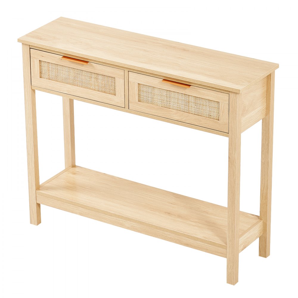 SR191632-1 - VEVOR Rattan Console Table with Drawers & Shelves, 39.37" Long