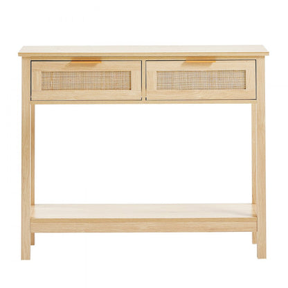 SR191632-1 - VEVOR Rattan Console Table with Drawers & Shelves, 39.37" Long