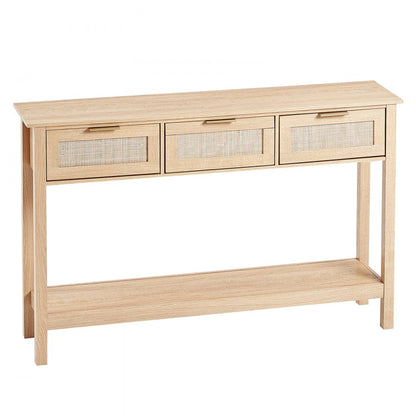 CSF-D24102 - Elegant Rattan Console Table with 3 Drawers, 51.38" Long