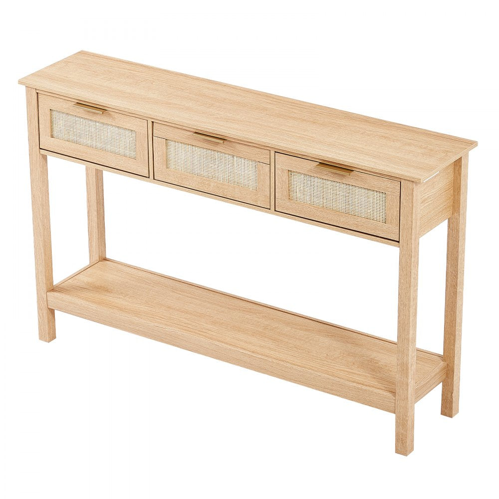 CSF-D24102 - Elegant Rattan Console Table with 3 Drawers, 51.38" Long