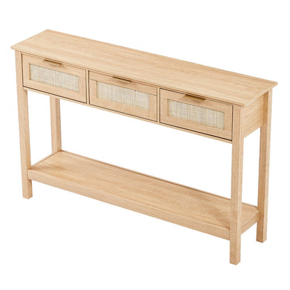 CSF-D24102 - Elegant Rattan Console Table with 3 Drawers, 51.38" Long