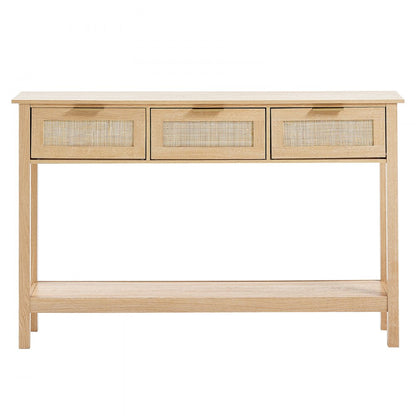 CSF-D24102 - Elegant Rattan Console Table with 3 Drawers, 51.38" Long