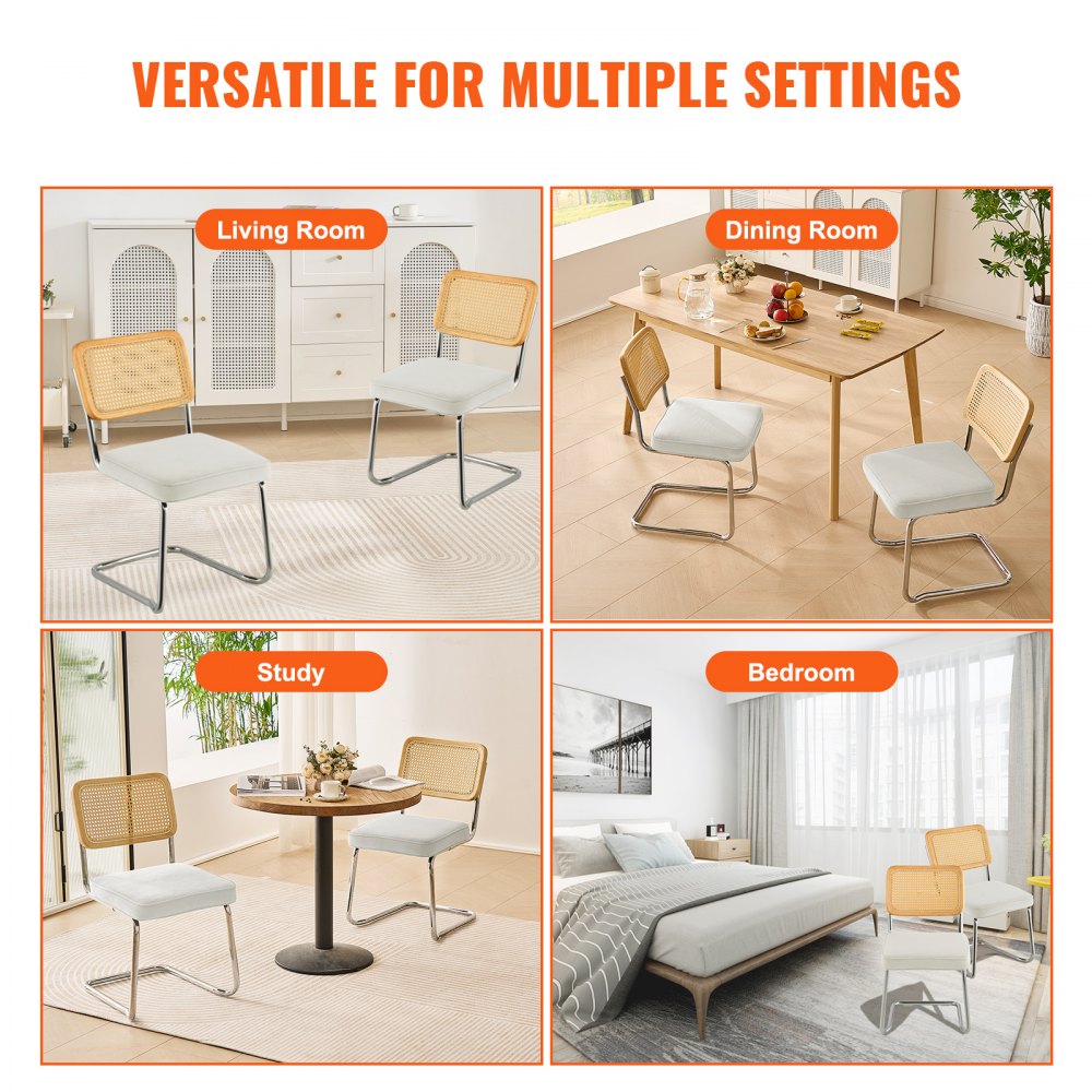 9832 - Stylish Rattan Dining Chairs with Plush Cushions, Set of 2