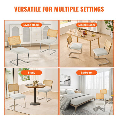 9832 - Stylish Rattan Dining Chairs with Plush Cushions, Set of 2