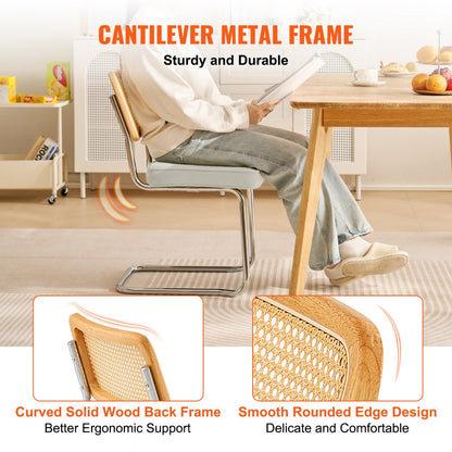 9832 - Set of 4 Stylish Rattan Chairs with Plush Velvet Cushions