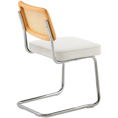 9832 - Set of 4 Stylish Rattan Chairs with Plush Velvet Cushions