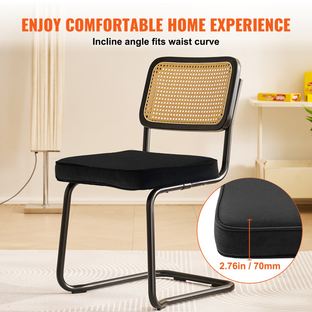 9832 - Set of 2 PE Rattan Dining Chairs with Velvet Cushion