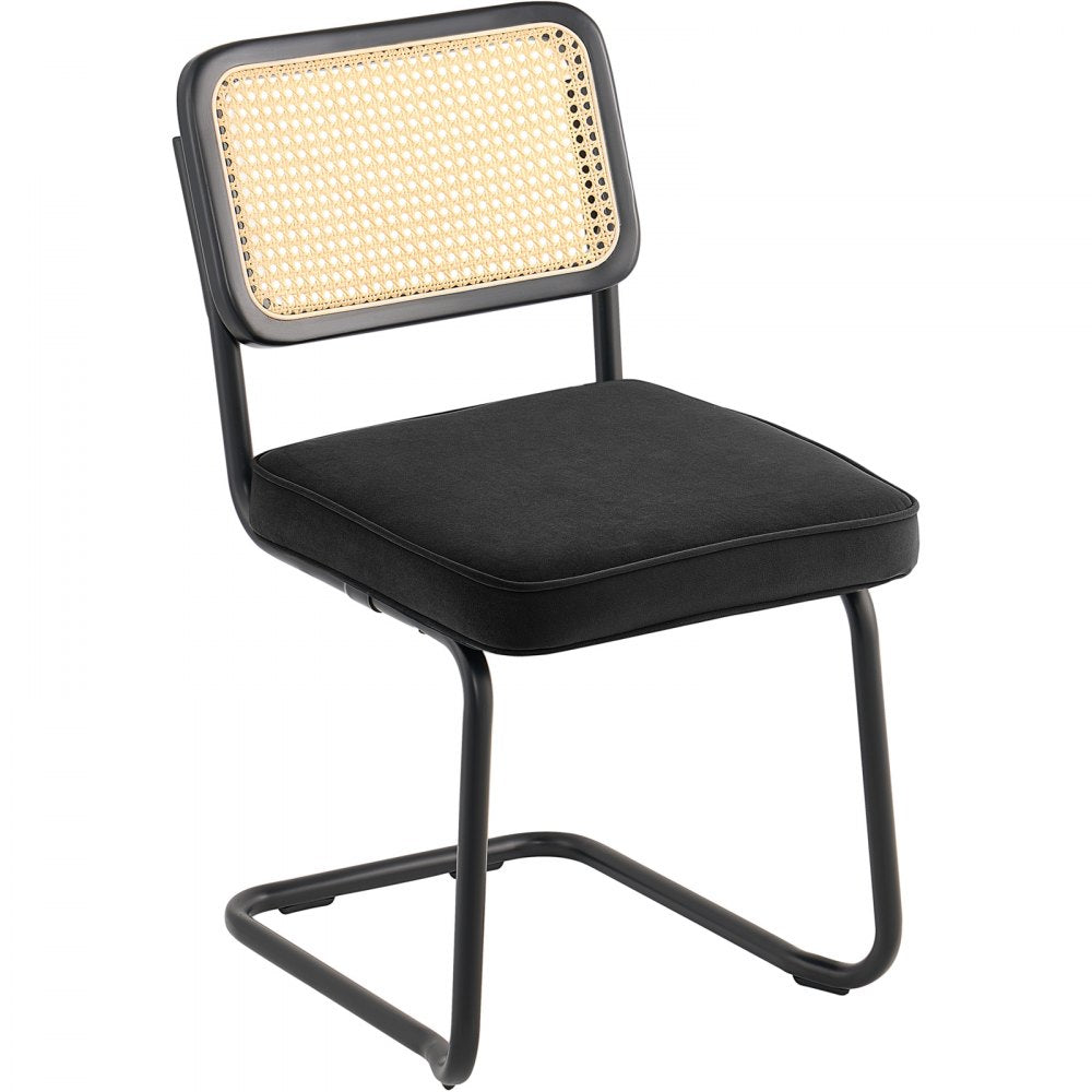 9832 - Set of 2 PE Rattan Dining Chairs with Velvet Cushion