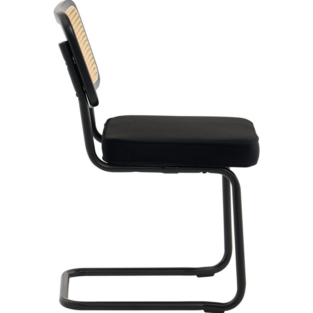9832 - Set of 2 PE Rattan Dining Chairs with Velvet Cushion
