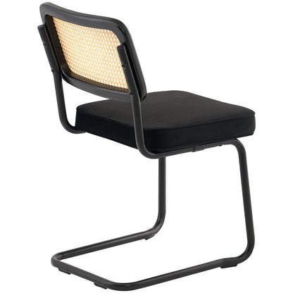 9832 - Set of 2 PE Rattan Dining Chairs with Velvet Cushion