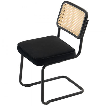 9832 - Set of 2 PE Rattan Dining Chairs with Velvet Cushion