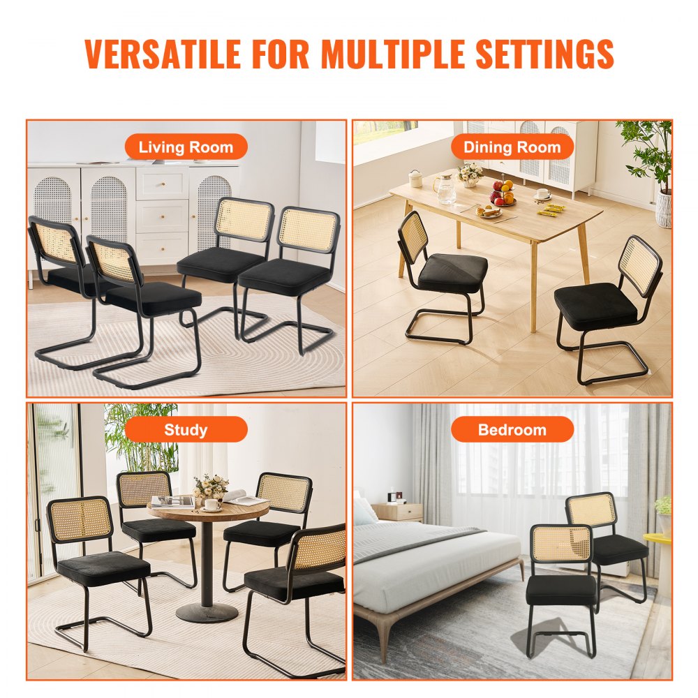 9832 - Stylish Set of 4 PE Rattan Dining Chairs with Cushions