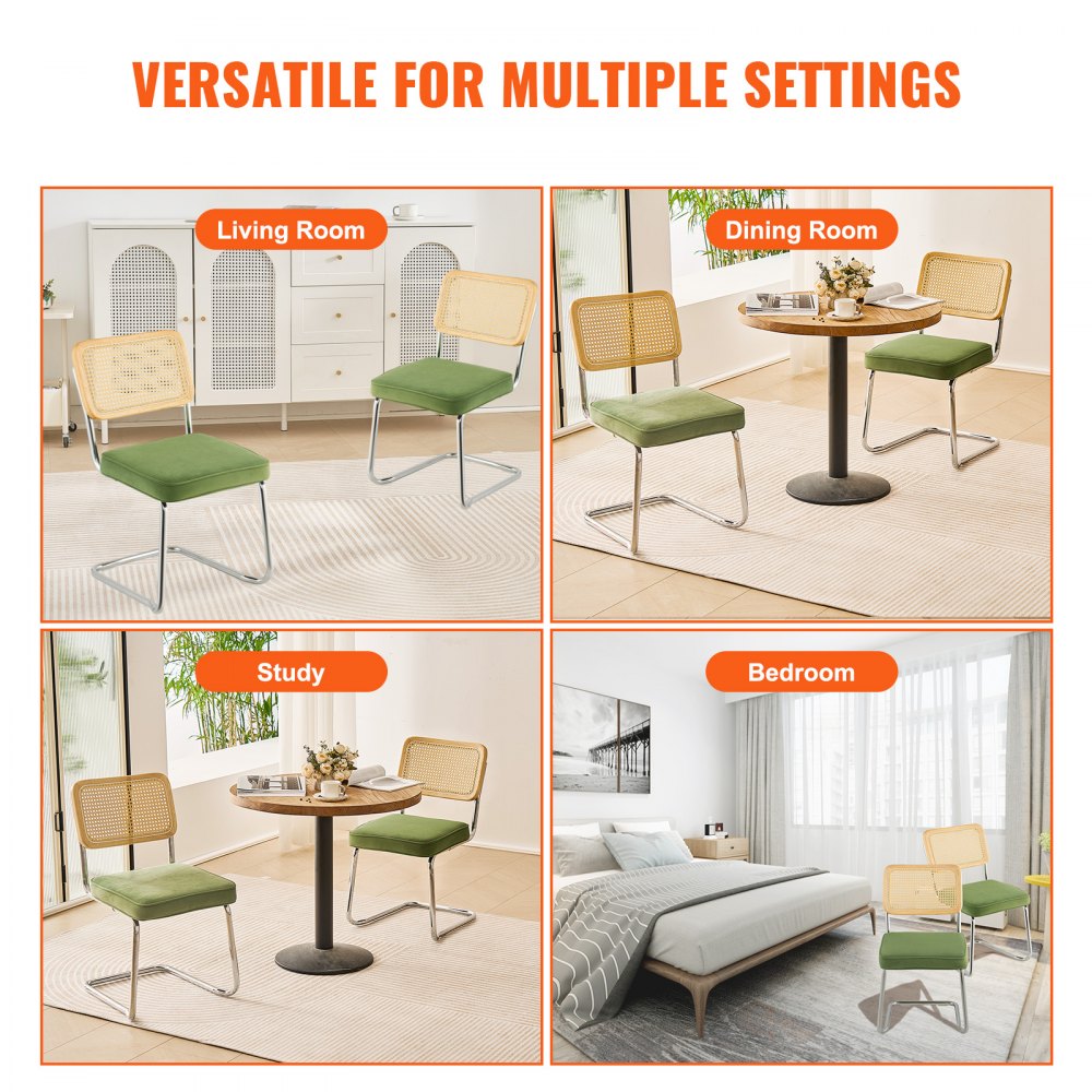 9832 - PE Rattan Dining Chairs Set with Velvet Cushions