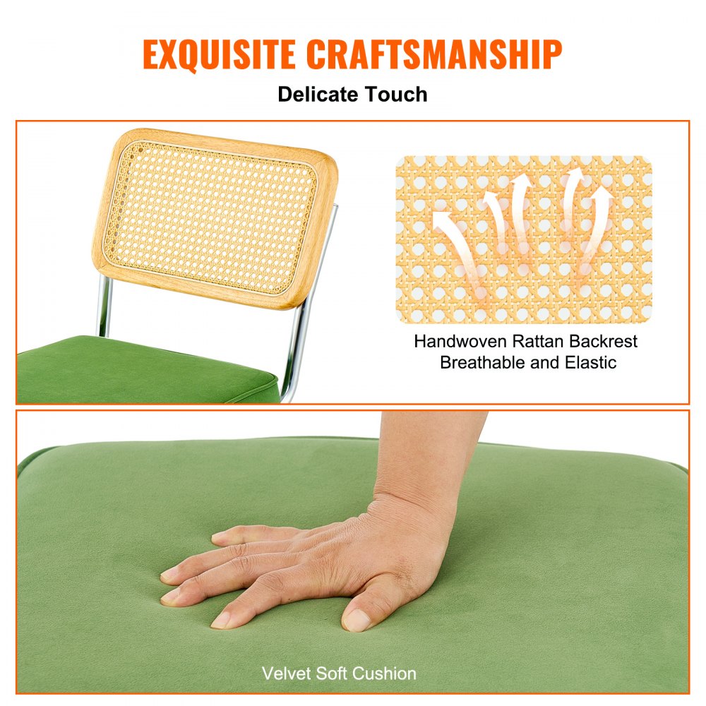 9832 - Stylish Rattan Dining Chairs Set with Soft Velvet Cushions