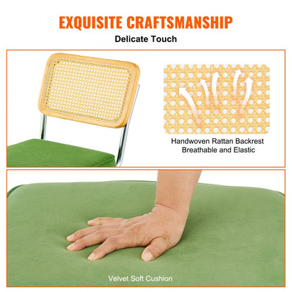 9832 - Stylish Rattan Dining Chairs Set with Soft Velvet Cushions