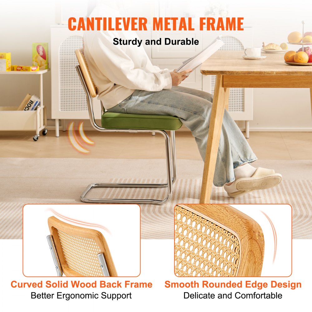 9832 - Stylish Rattan Dining Chairs Set with Soft Velvet Cushions