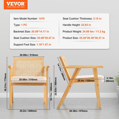 1479 - Plush Velvet Rattan Chair for Modern Living Spaces