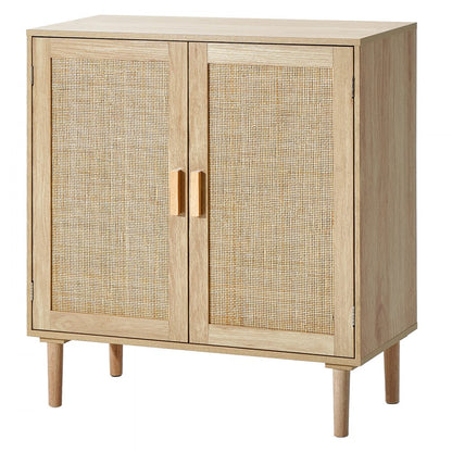 SR191522 - Stylish 31.5" Rattan Storage Cabinet with Adjustable Shelves