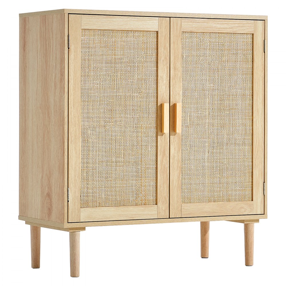 SR191522 - Stylish 31.5" Rattan Storage Cabinet with Adjustable Shelves