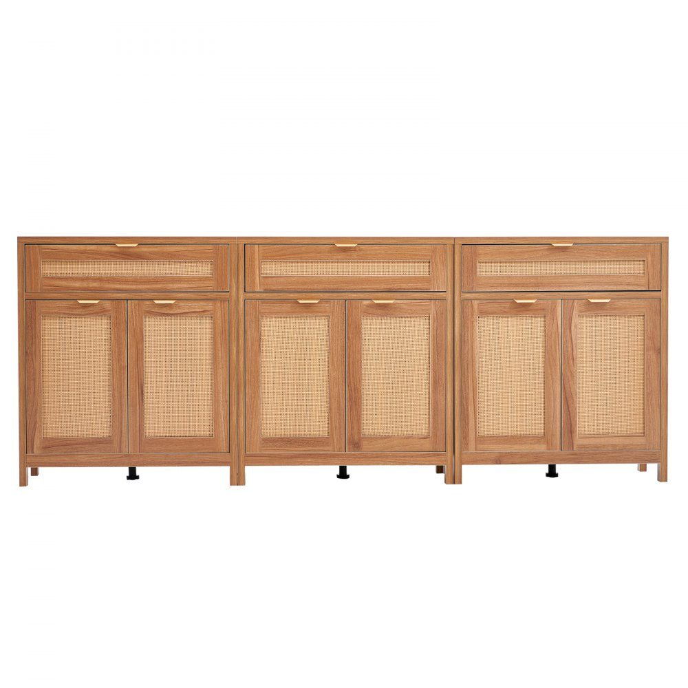 KLSB-02 - 90" Rattan Buffet Cabinet with Adjustable Shelves and Drawers