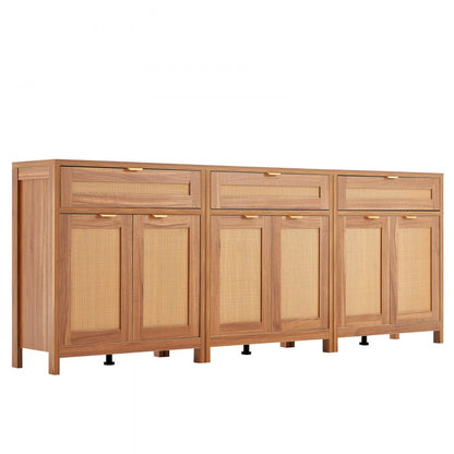 KLSB-02 - 90" Rattan Buffet Cabinet with Adjustable Shelves and Drawers