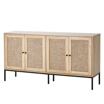 HYBG-SMBTG-011 - Vintage Modern Rattan Cabinet with Adjustable Shelves, 59"