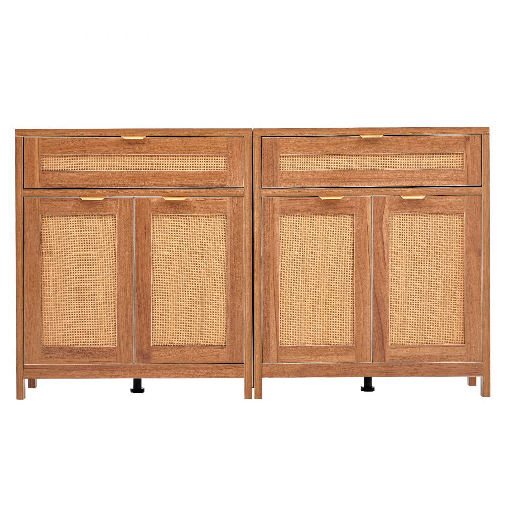 KLSB-01 - Vintage 63" Rattan Buffet Cabinet with Adjustable Shelves