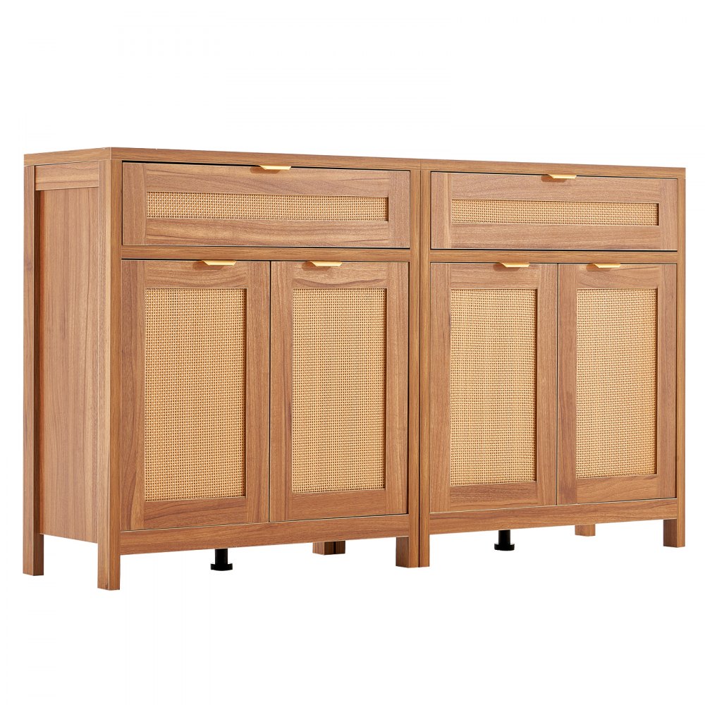 KLSB-01 - Vintage 63" Rattan Buffet Cabinet with Adjustable Shelves