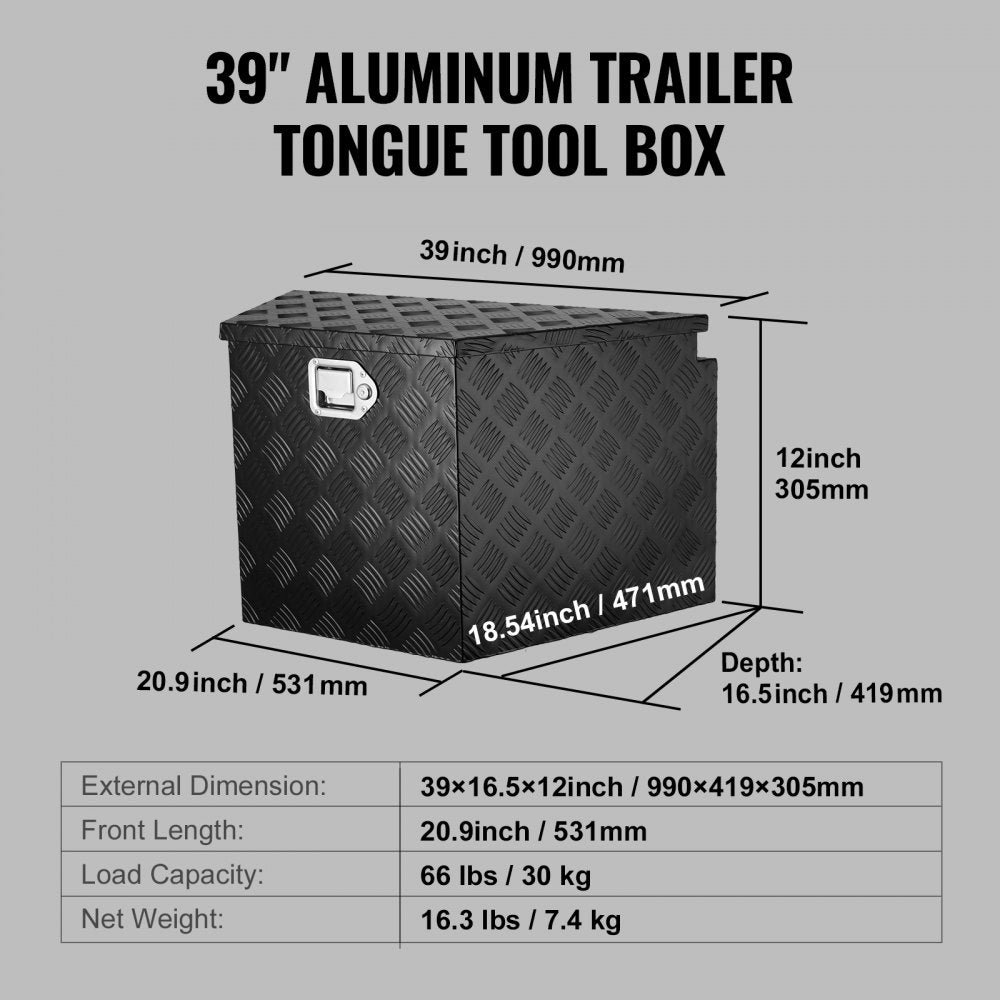 JL-TB09-4 - Heavy Duty Aluminum Trailer Tongue Box with Lock & Weatherproof Seal