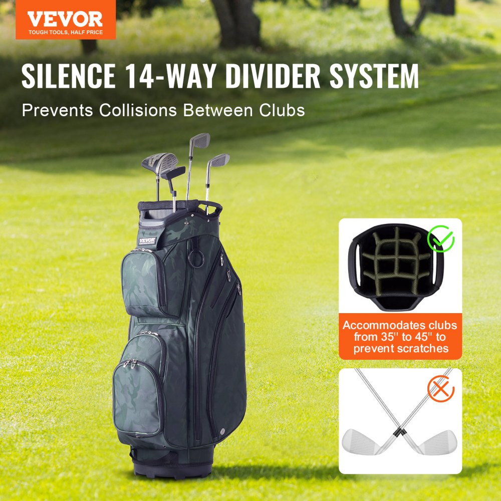 LS-10123 - Lightweight 14-Compartment Golf Bag with Waterproof Design