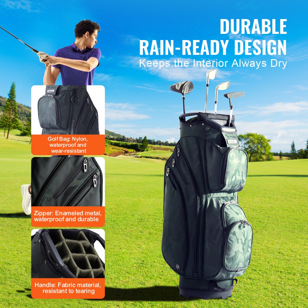 LS-10123 - Lightweight 14-Compartment Golf Bag with Waterproof Design