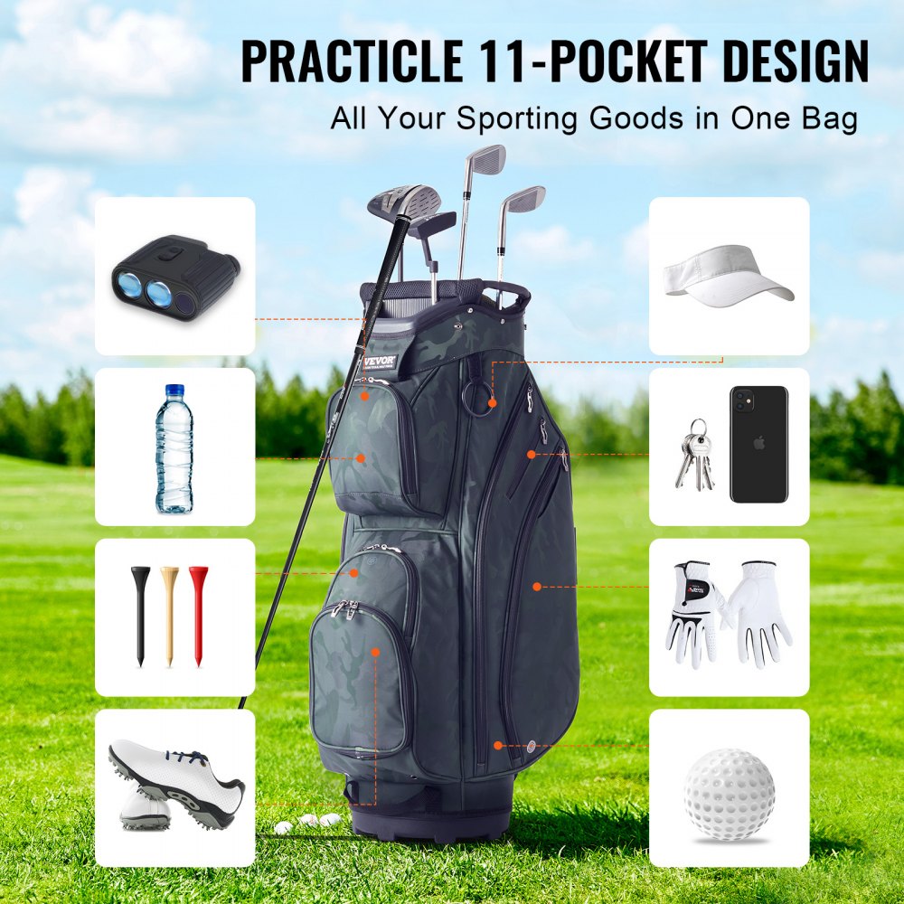 LS-10123 - Lightweight 14-Compartment Golf Bag with Waterproof Design