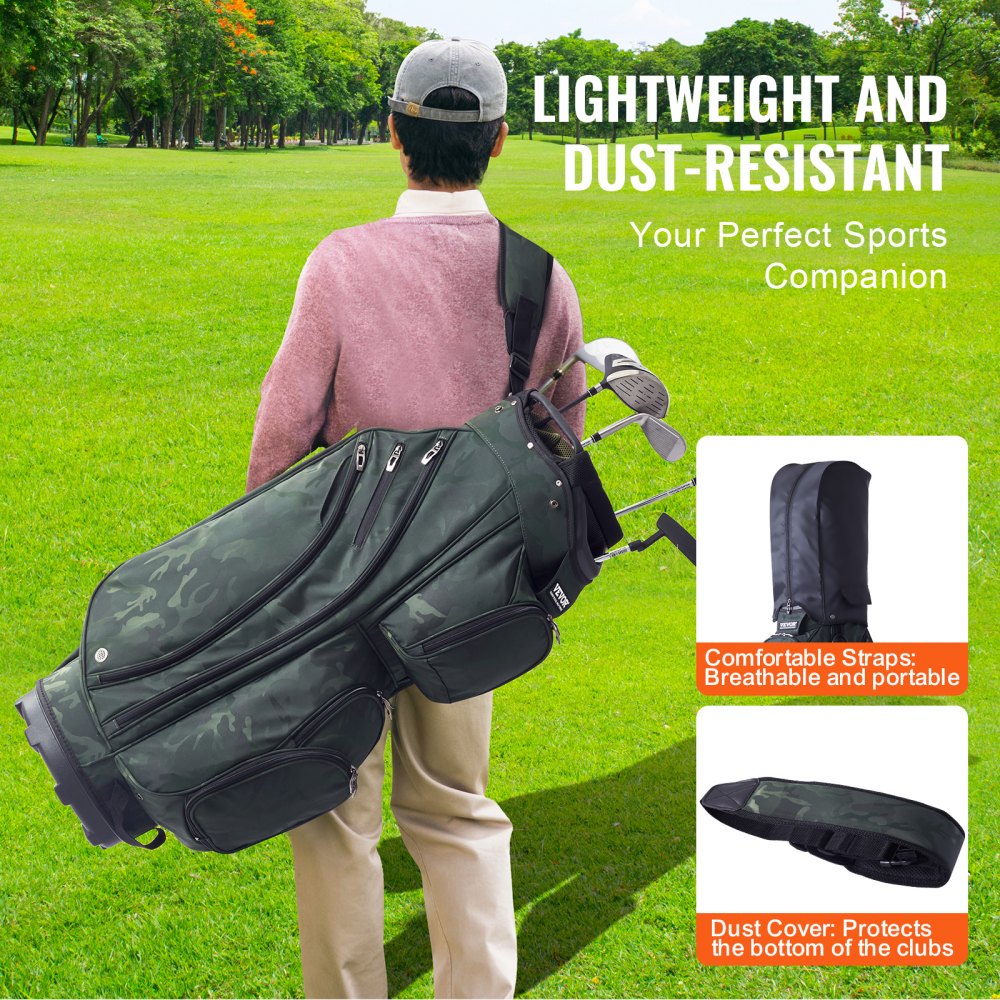 LS-10123 - Lightweight 14-Compartment Golf Bag with Waterproof Design