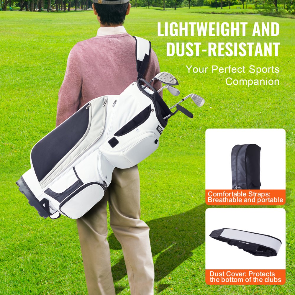 LS-10124 - Lightweight 14-Way Golf Bag with 13 Pockets & Durable Nylon