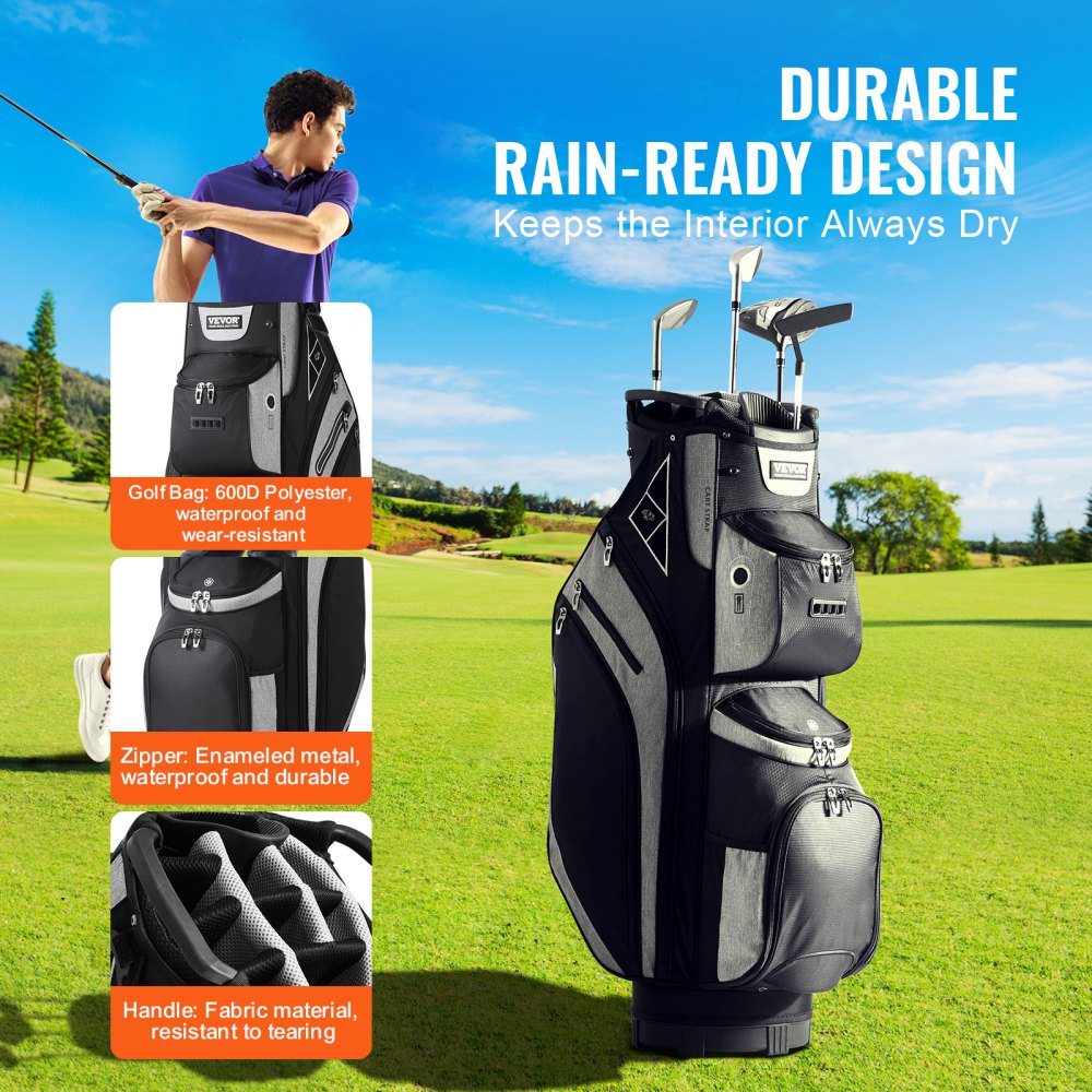 LS-92104 - 14-Way Organizer Golf Bag with 13 Pockets and Dust Cover