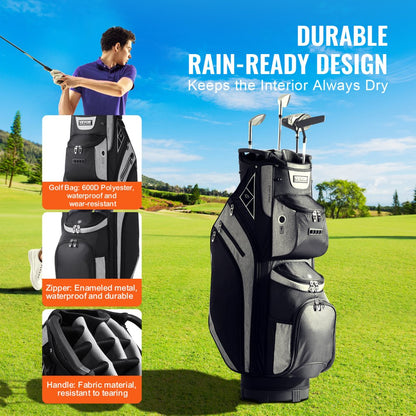 LS-92104 - 14-Way Organizer Golf Bag with 13 Pockets and Dust Cover