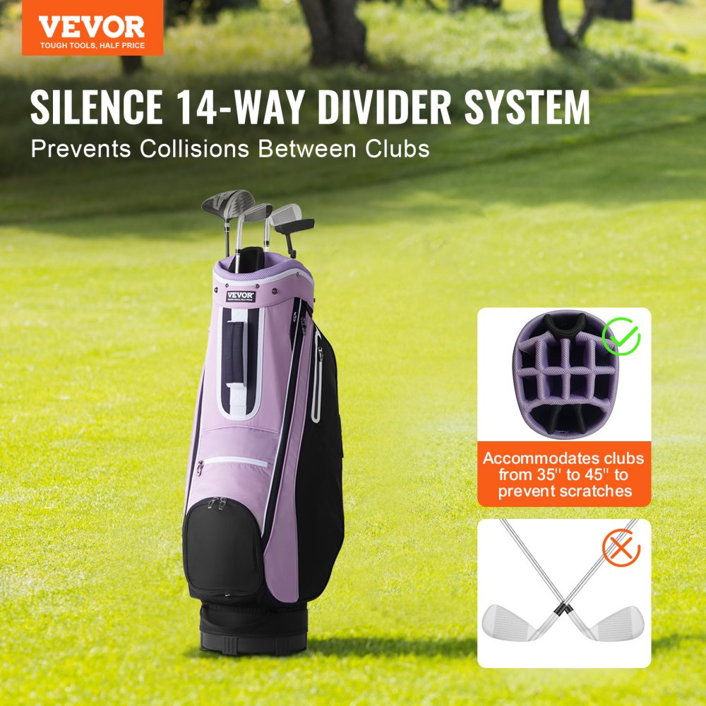 LS-95218 - VEVOR 14-Way Golf Cart Bag, Lightweight 4.85 lbs, Stylish Design