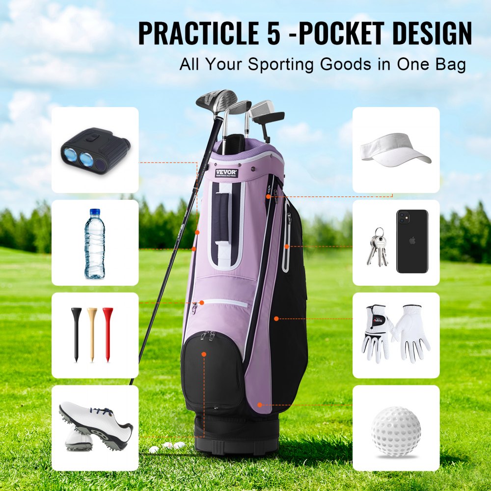 LS-95218 - VEVOR 14-Way Golf Cart Bag, Lightweight 4.85 lbs, Stylish Design