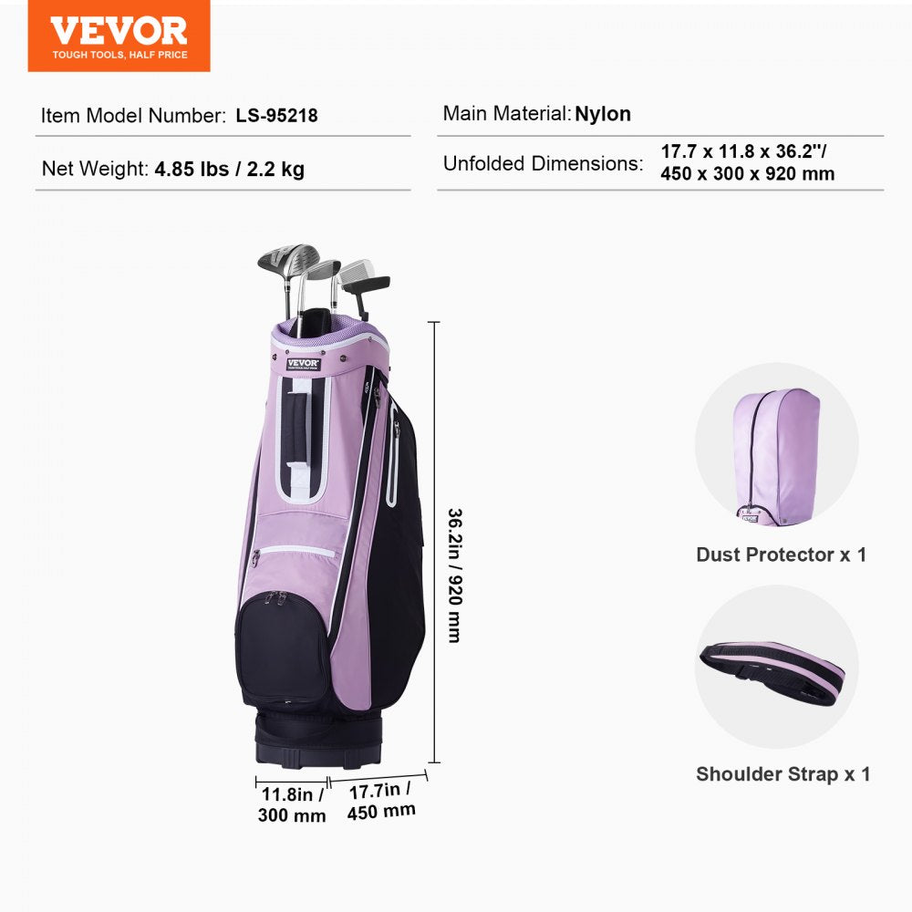 LS-95218 - VEVOR 14-Way Golf Cart Bag, Lightweight 4.85 lbs, Stylish Design