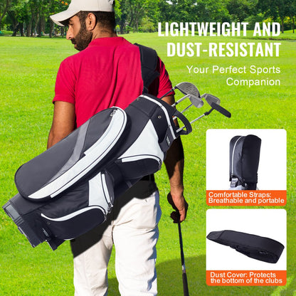 LS-92165 - Durable Nylon Golf Bag with 14-Way Top Organizer and 7 Pockets