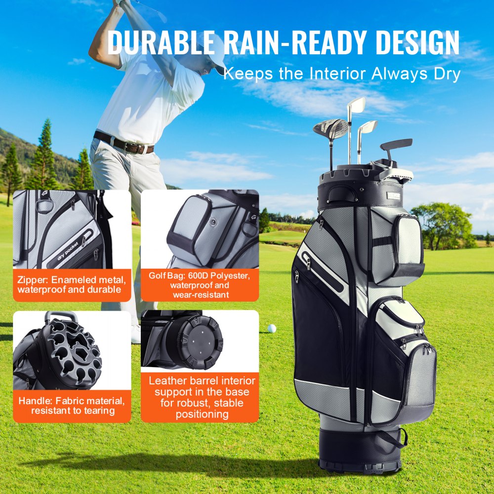 LS-10122 - 14-Way Organizer Golf Cart Bag with 13 Pockets and Handles