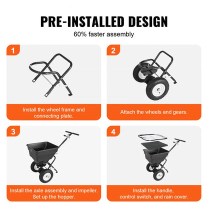 GT1505B - 100 LB Walk-Behind Broadcast Spreader with 56L Hopper