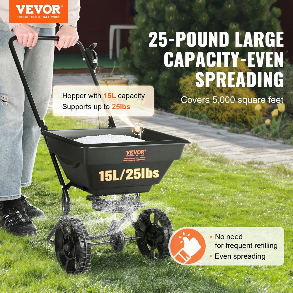 GT2014 - 25 LB Walk-Behind Spreader with 15L Hopper and 8" Wheels