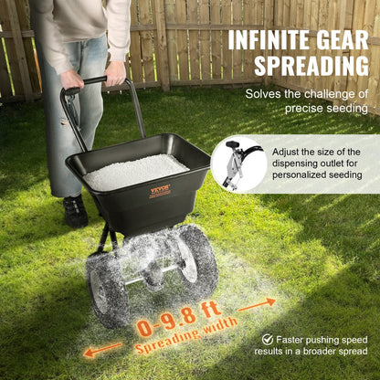 GT1504B - 80 LB Walk-Behind Spreader with 12" Wheels for Easy Lawn Care