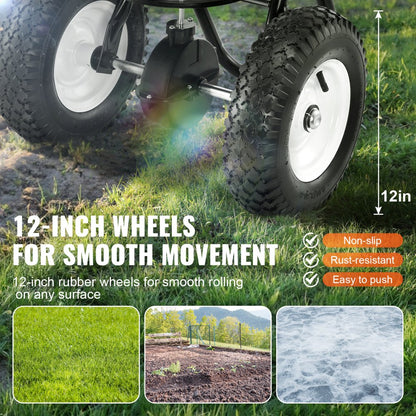 GT1504B - 80 LB Walk-Behind Spreader with 12" Wheels for Easy Lawn Care