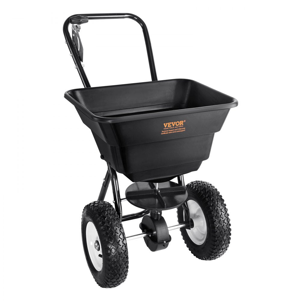 GT1504B - 80 LB Walk-Behind Spreader with 12" Wheels for Easy Lawn Care