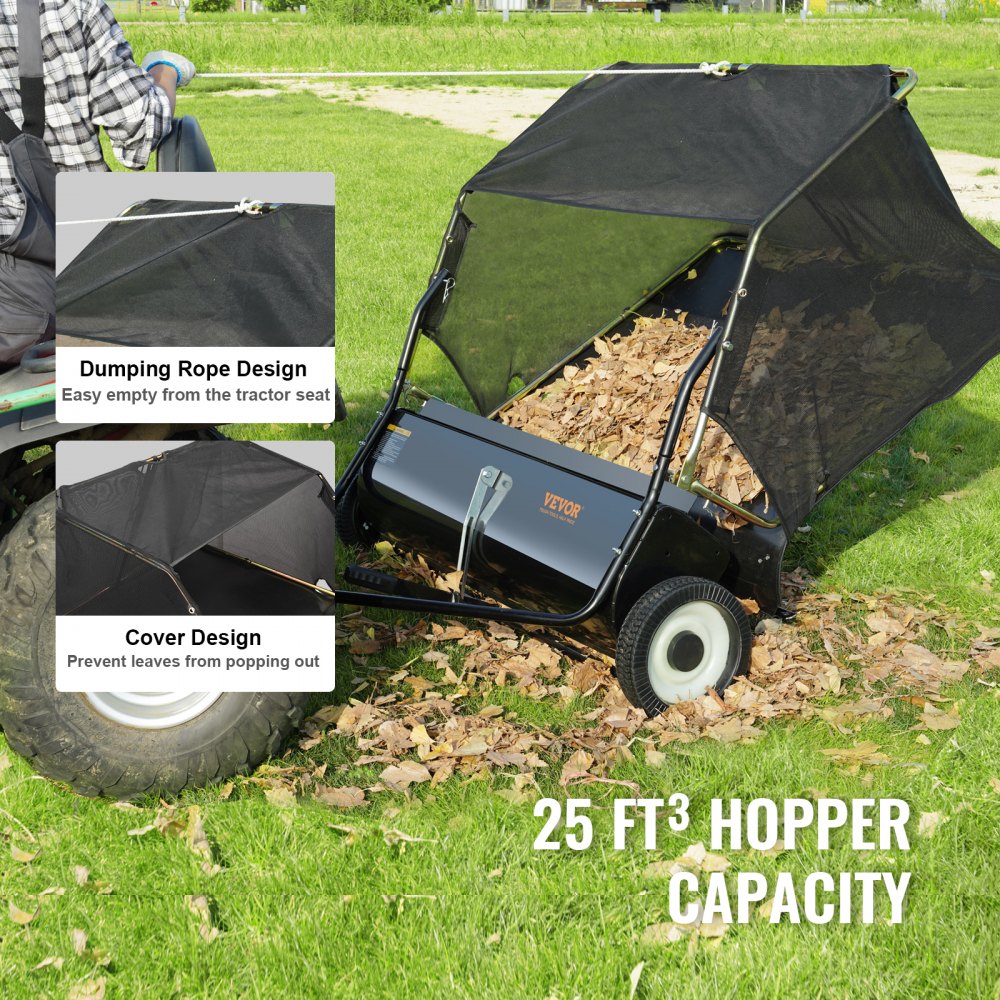 GT1112 - 42.5" Tow-Behind Lawn Sweeper with Adjustable Height and Large Hopper