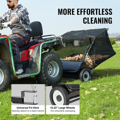 GT1112 - 42.5" Tow-Behind Lawn Sweeper with Adjustable Height and Large Hopper