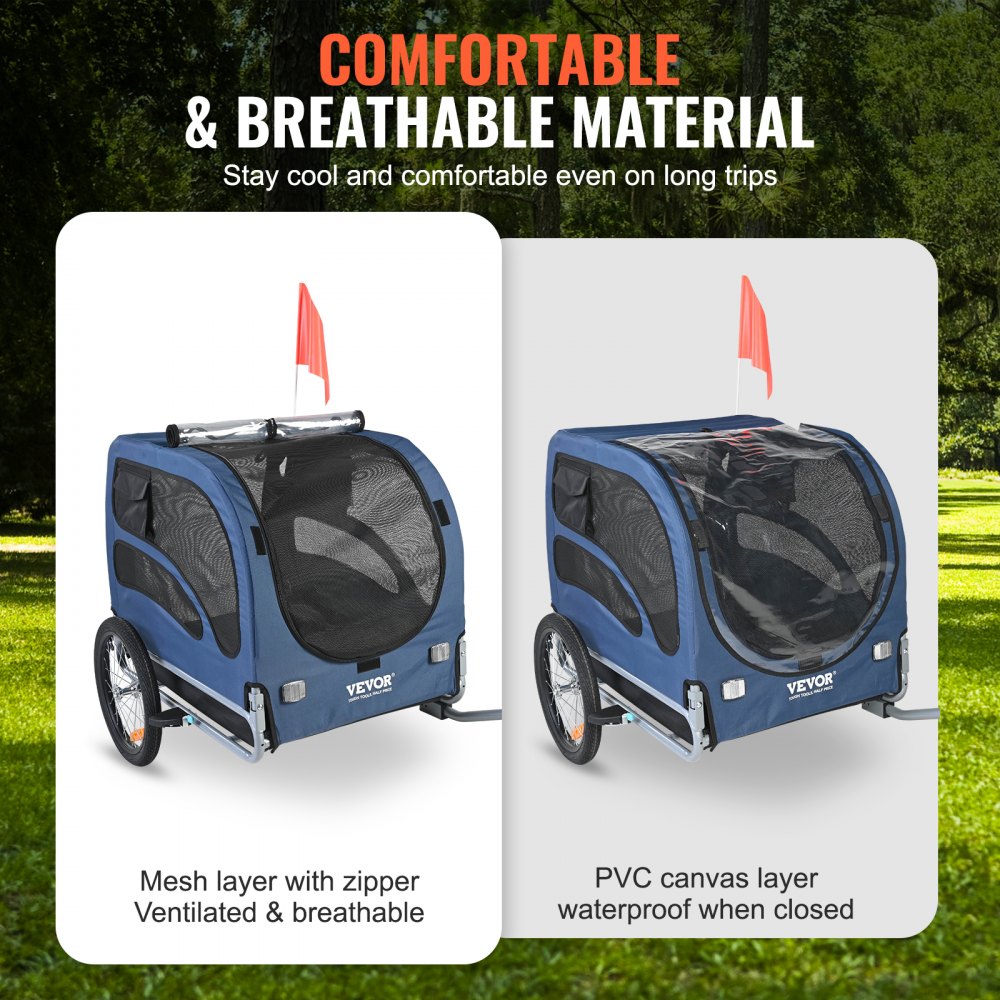DT815 - VEVOR 31.9" Dog Bike Trailer, Supports Pets Up to 100 lbs