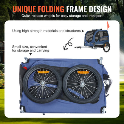 DT815 - VEVOR 31.9" Dog Bike Trailer, Supports Pets Up to 100 lbs